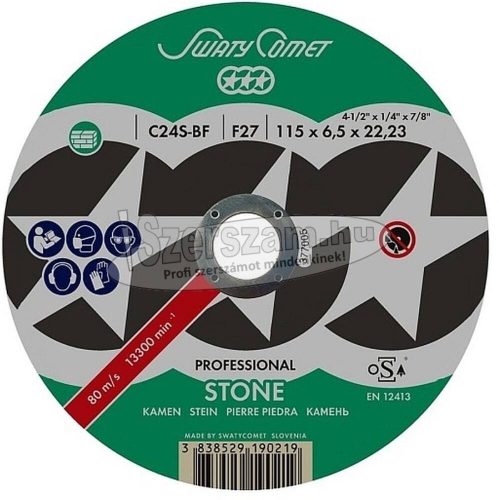 SWATYCOMET PROFESSIONAL STONE kő tisztítókorong 115x6,5(6) x22,23mm C24S-BF