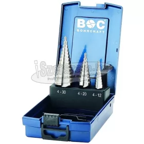   BOHRCRAFT lépcsős lemezfúró készlet HSS 3 részes 4-30mm STB3-K ABS-Box