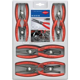   KNIPEX Seegergyűrű fogó készlet precíziós egyenes KE-BE 8 részes J1-J21/A1-A21, 12-60mm 00 20 04 SB