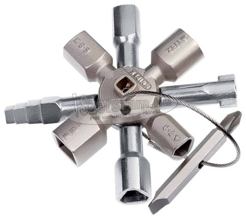KNIPEX Kapcsolószekrény kulcs 8 ágú TwinKey 0011 01