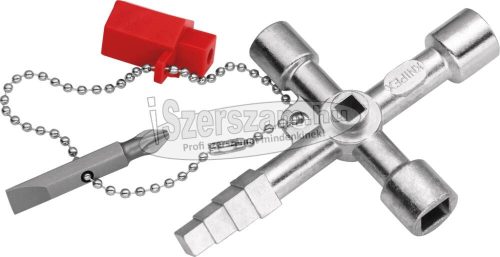 KNIPEX Kapcsolószekrény kulcs 4 ágú, lépcsős kulccsal 0011 04