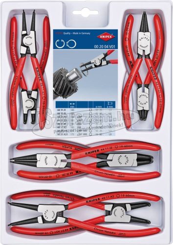 KNIPEX Seegergyűrű fogó készlet K-BE 8 részes J1-J21/A1-A21, 10-25/19-60mm 0020 04 V01