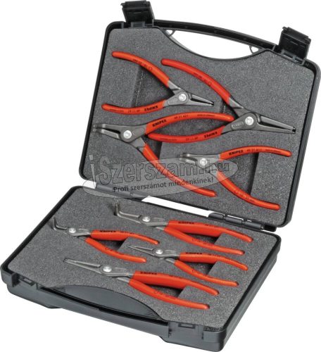 KNIPEX Seegergyűrű fogó készlet K-BE 8 részes J1-J21/A1-A21, 10-60mm precíziós 0021 25