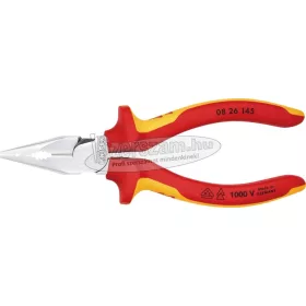   KNIPEX Szigetelt egyetemes fogó, hegyes fejjel 145mm 1000V VDE leesés ellen biztosított 0826 145 T