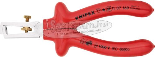 KNIPEX Szigetelt huzalcsupaszító fogó, rugós 1000V 160mm, 10mm²-ig, mártott nyél AWG 71 107 160