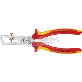   KNIPEX Szigetelt huzalcsupaszító fogó, kábelvágóval,StriX 180mm, 10mm²-ig/50mm², kétkomponensű nyél 1 366 180