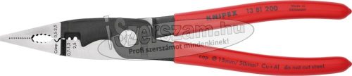 KNIPEX szerelőfogó saruzóval, PVC nyél 200mm, csupaszítás 0,5-2,5mm², kábelvágás 15mm 1 381 200