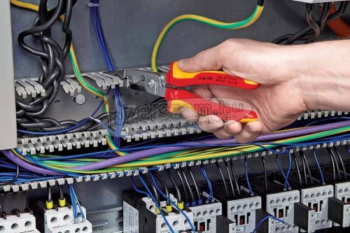 KNIPEX Szigetelt szerelőfogó, saruzóval, kétkomponensű nyél 0,5- 2,5+kábelvágóval, 1000V 1 386 200