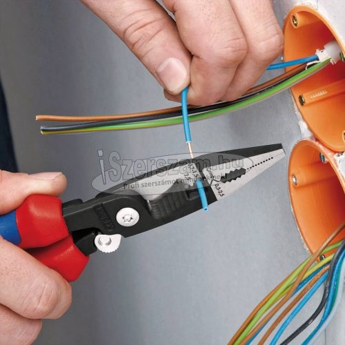 KNIPEX szerelőfogó saruzóval, kétkomponensű nyél, rugós 200mm, csupaszítás 0,5-2,5mm², kábelvágás 15mm 1 392 200
