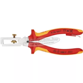   KNIPEX Szigetelt huzalcsupaszító fogó, kétkomponensű nyél 160mm, 10mm²-ig, leesés ellen biztosított 1106 160 T
