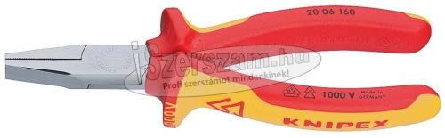 KNIPEX Szigetelt laposfogó, rövid csőrű, kétkomponensű nyél 160mm, 1000V 2 006 160