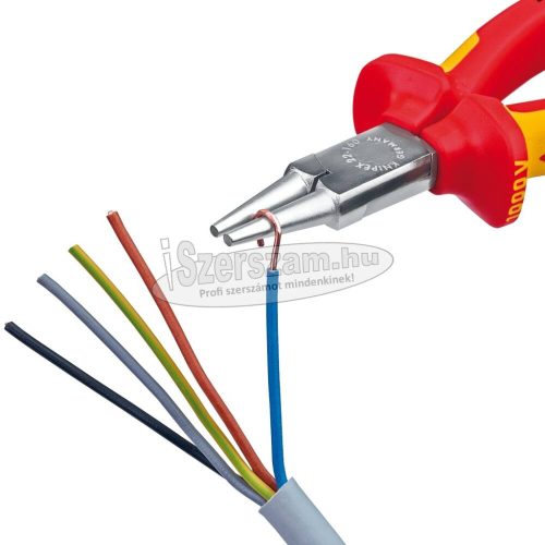 KNIPEX Szigetelt kerekcsőrű fogó, rövid csőrű, kétkomponensű nyél 160mm, 1000V 2 206 160
