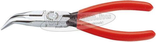 KNIPEX félkerekcsőrű fogó hajlított, polírozott fej, PVC nyél 160mm, 40°-os, vágóéllel 2 521 160
