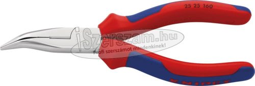 KNIPEX félkerekcsőrű fogó hajlított, krómozott fej, kétkomponensű nyél 160mm, 40°, vágóéllel 2 525 160
