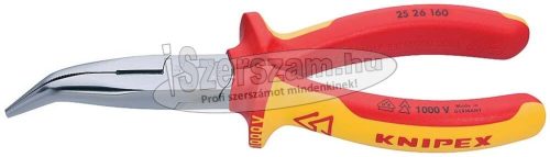 KNIPEX Szigetelt félkerekcsőrű fogó, hajlított, kétkomponensű nyél 160mm, vágóéllel, 1000V 2 526 160