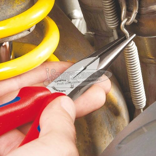 KNIPEX félkerekcsőrű fogó hosszú, vágóéllel, PVC nyél 200mm, polírozott fej 2 611 200
