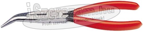 KNIPEX félkerekcsőrű fogó hajlított, polírozott fej, PVC nyél 200mm, 40°, vágóéllel 2 621 200