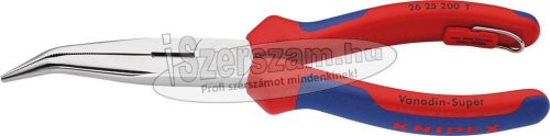 KNIPEX félkerekcsőrű fogó hajlított, krómozott/polírozott fej, kétkomponensű/PVC nyél