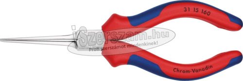 KNIPEX Laposfogó hosszúcsőrű tűhegyű, krómozott fej, kétkomponensű nyél 160mm 3 115 160