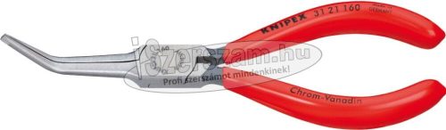 KNIPEX Laposfogó hosszúcsőrű tűhegyű, PVC nyél 160mm, hajlított 45°, polírozott fej 3 121 160