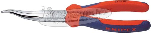 KNIPEX műszerész fogó, félkerek, görbített, kétkomponensű nyél 200mm, krómozott fej 3 835 200