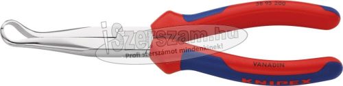 KNIPEX műszerész fogó, félkerek, hajlított, kétkomponensű nyél 200mm, 45°, krómozott fej 3 895 200