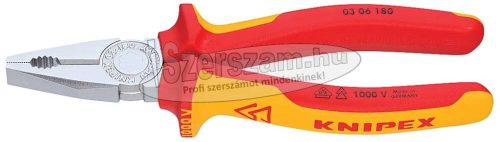 KNIPEX Szigetelt egyetemes fogó, kétkomponensű nyél 160mm 0306 160 1000V 03 06 160