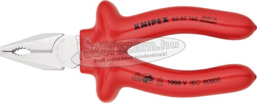 KNIPEX Szigetelt egyetemes fogó, mártott nyél 180mm 0307 180 1000V 03 07 180