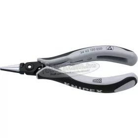   KNIPEX Elektronikai laposcsőrű fogó, ESD, precíziós 135mm, keresztfogazott pofa 3442 130 ESD
