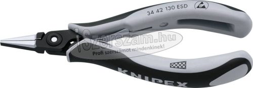 KNIPEX Elektronikai laposcsőrű fogó, ESD, precíziós 135mm, keresztfogazott pofa 3442 130 ESD