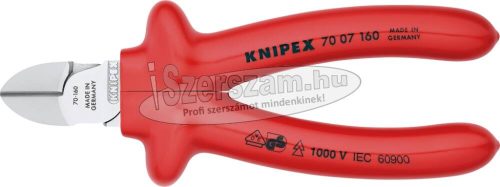 KNIPEX Szigetelt oldalcsípő fogó, mártott nyél 1000V 180mm 7 007 180