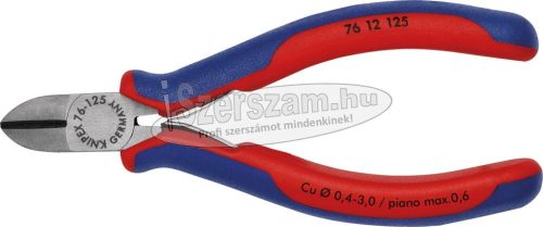 KNIPEX Elektronikai oldalcsípő fogó, kétkomponensű nyél 125mm/0,4-2,5mm, krómozott fej 7 605 125