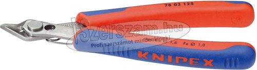 KNIPEX Elektronikai oldalcsípő fogó, Super-Knips 125mm/0,2-1,6mm, INOX fej 7 803 125