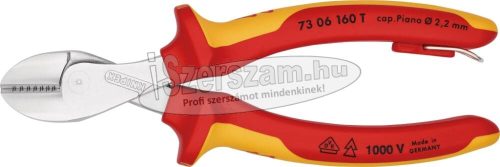 KNIPEX Szigetelt oldalcsípő fogó, erő, kétkomponensű nyél 160mm, X-CUT, 1000V, leesés ellen biztosított 73 06 160 T