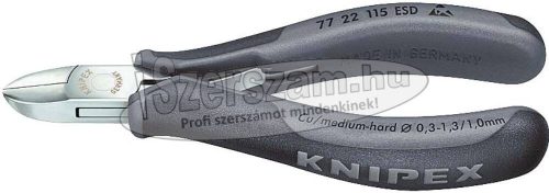 KNIPEX Elektronikai oldalcsípő fogó, ESD, kerek fej 115mm/0,3-1,6mm 7702 115 ESD