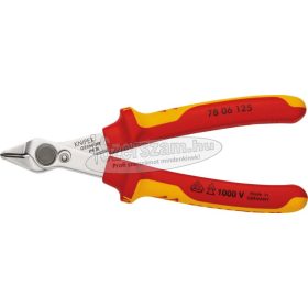   KNIPEX Szigetelt elektronikai oldalcsípő fogó,Super-Knips 125mm/0,2-1,6mm, INOX fej, 1000V 78 06 125