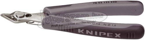 KNIPEX Elektronikai oldalcsípő fogó, Super-Knips, ESD 125mm/0,2-1,6mm, INOX 7803 125 ESD