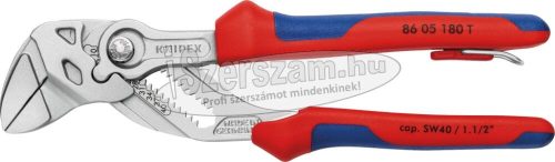 KNIPEX Fogókulcs, párhuzamos pofákkal, kétkomponensű nyél 180mm/40mm, leesés ellen biztosított 8605 180T 86 05 180 T