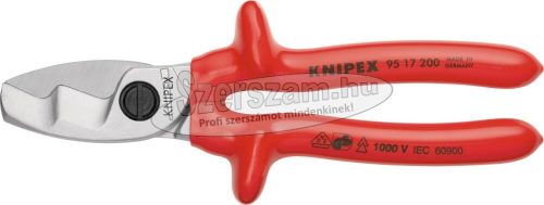 KNIPEX Szigetelt kábelvágó olló, mártott nyél 200mm, d=20/70mm² 9 517 200 1000V 95 17 200
