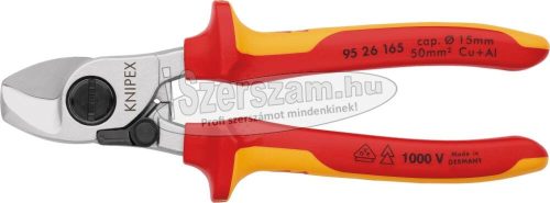 KNIPEX Szigetelt kábelvágó olló, kétkomponensű nyél 165mm, d=15/50mm² 9 526 165 1000V 95 26 165