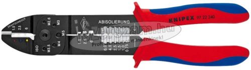 KNIPEX Saruzó fogó, kábelsaruhoz 215mm, 0,5-6mm², AWG18-10,20-10,szig+nem szigetelt 9 722 240