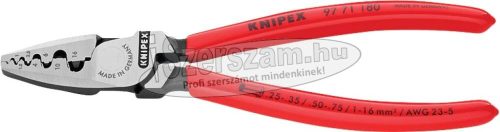 KNIPEX érvéghüvelyező fogó, szigetelt érvéghüvelyhez 0,25-16mm², AWG23-13 180mm 9 771 180