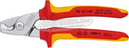 KNIPEX Szigetelt kábelvágó olló, kétkomponensű nyél 1000V