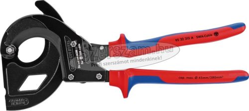 KNIPEX Kábelvágó olló, racsnis, kétkomponensű nyél 315mm, d=45/380mm², MCM750, SWA kábelhez 9532 315 A