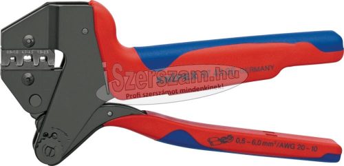 KNIPEX Áttételes saruzó fogó 0,5-6mm², AWG20-10, szigetelt saruhoz 200mm 9743 06