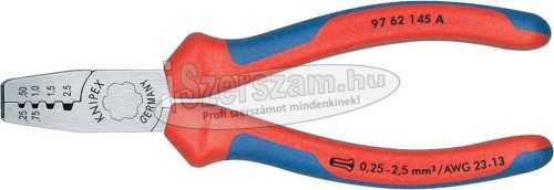 KNIPEX érvéghüvelyező fogó, szigetelt érvéghüvelyhez 0,5-2,5mm², AWG23-13 145mm 9762 145 A