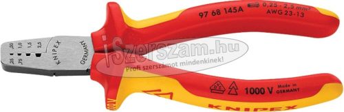 KNIPEX Szigetelt érvéghüvely fogó, kétkomponensű nyél 0,25- 2,5mm² AWG23-13 1000V 9768 145 A