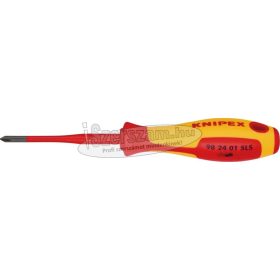   KNIPEX Szigetelt csavarhúzó Plus-Minus 1000V PH/S1x80mm vékonyított szár 9824 01 SLS