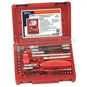   GENIUS TOOLS Csavarhúzó bit készlet univerzális 4:1-ben hajtó+flexi 52 részes SB-252M