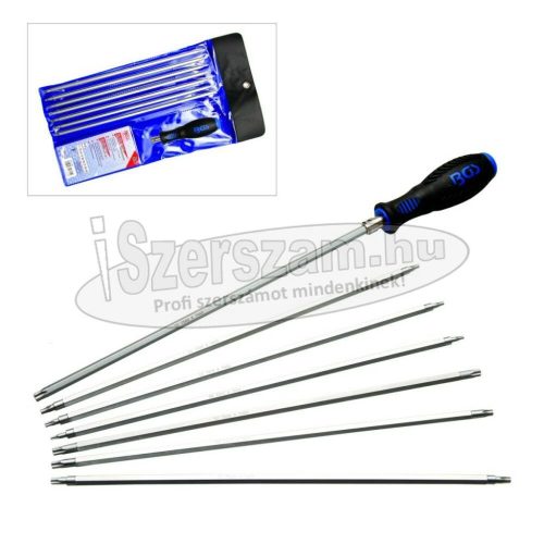 BGS TECHNIC Csavarhúzó készlet extra hosszú 5 és 6 szögű furatos torx 7x2=14 méret 2325